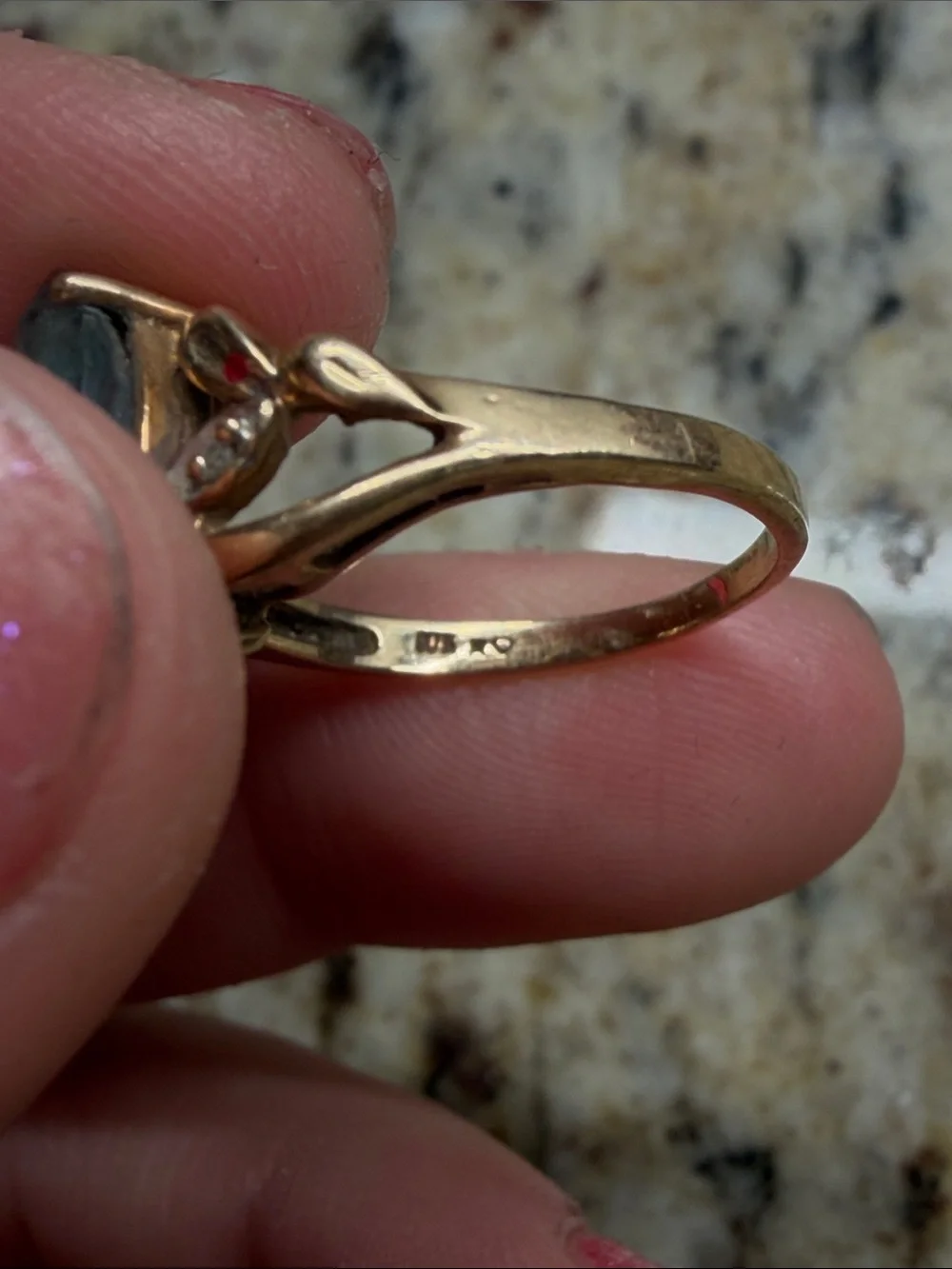 10K Gold Blue Marquise Stone Gold-Tone Women's Ring